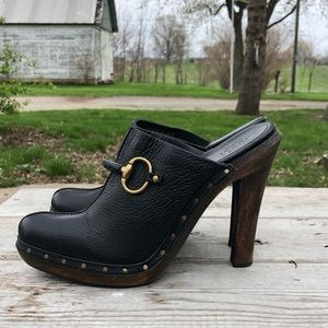 Gucci Horsebit Clogs 8.5 Black Shoes Vintage Mules